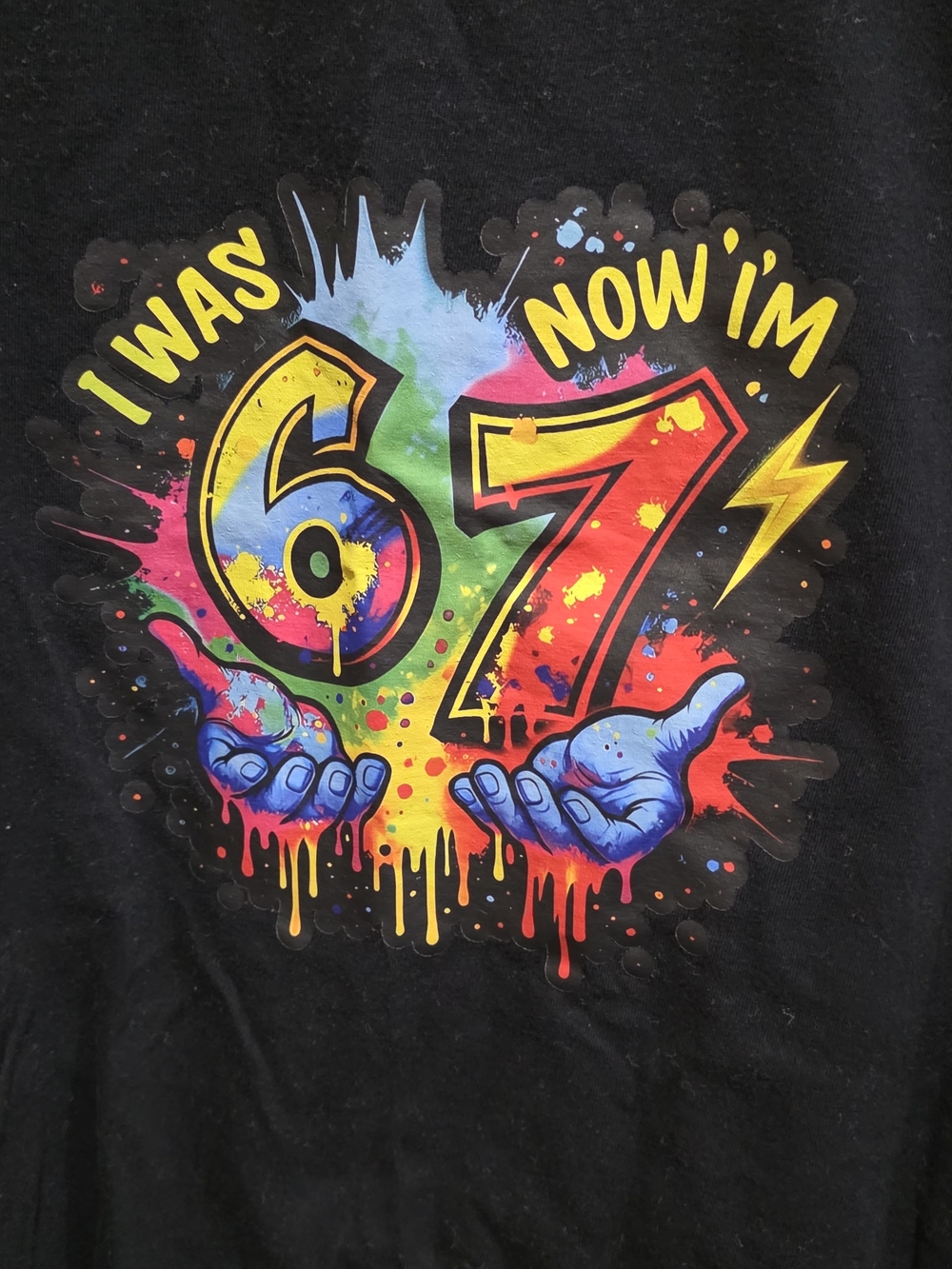 Colorful 6-7 Graphic Tee - Bright Rainbow Print